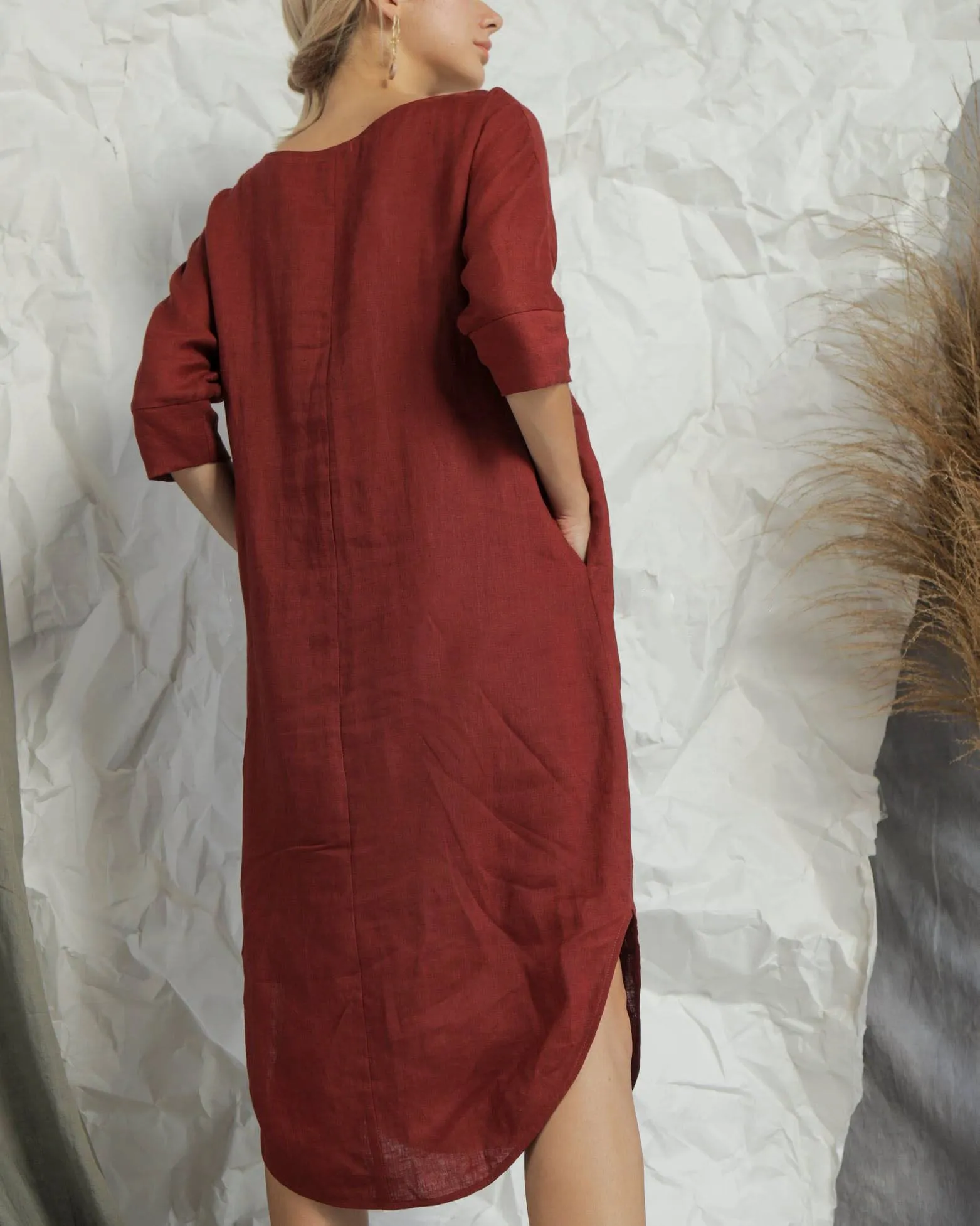 Aria Dress - Linen Long Sleeve Belt Dress