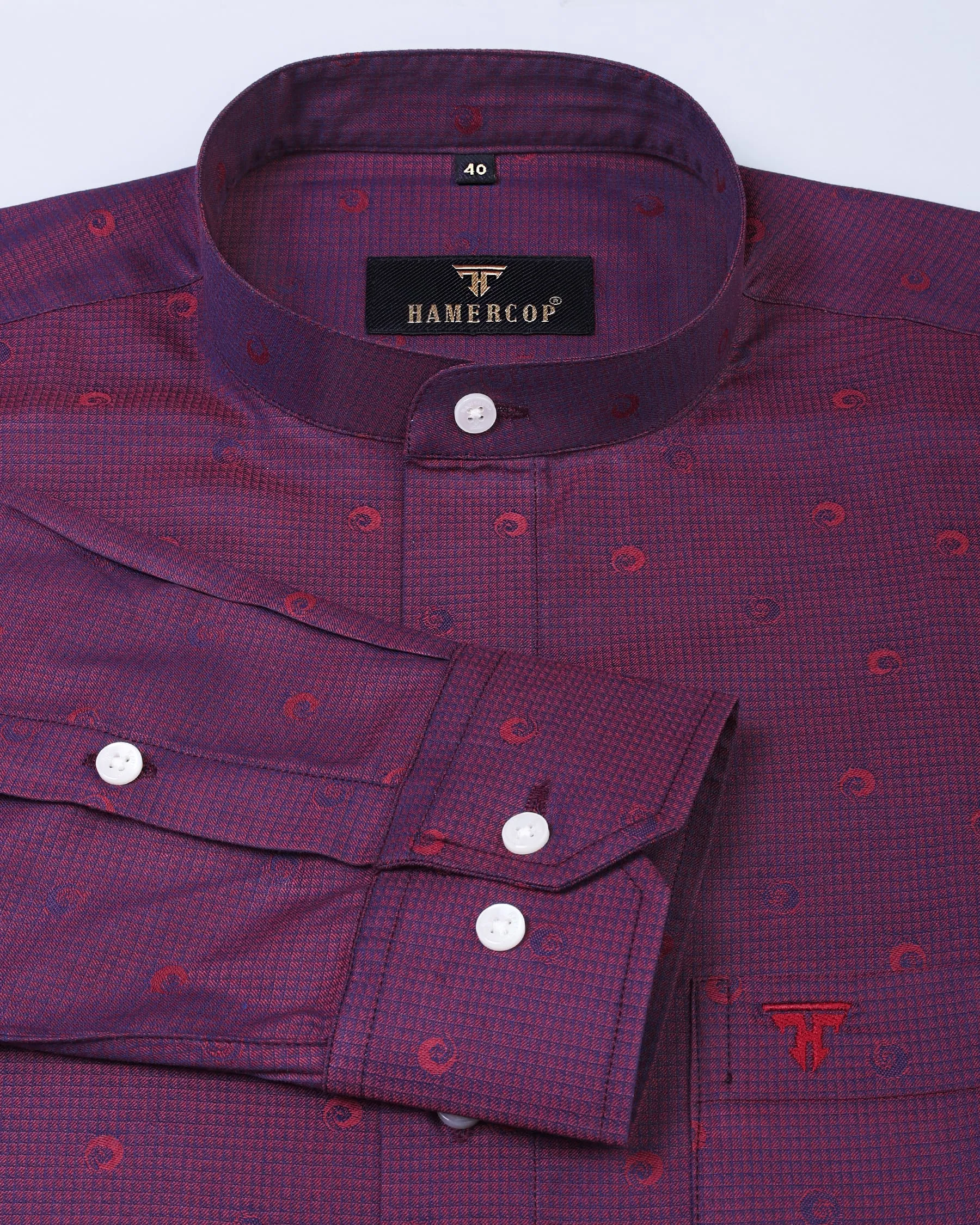 Bordex Maroon Jacquard Printed Party Wear Premium Gizza Shirt