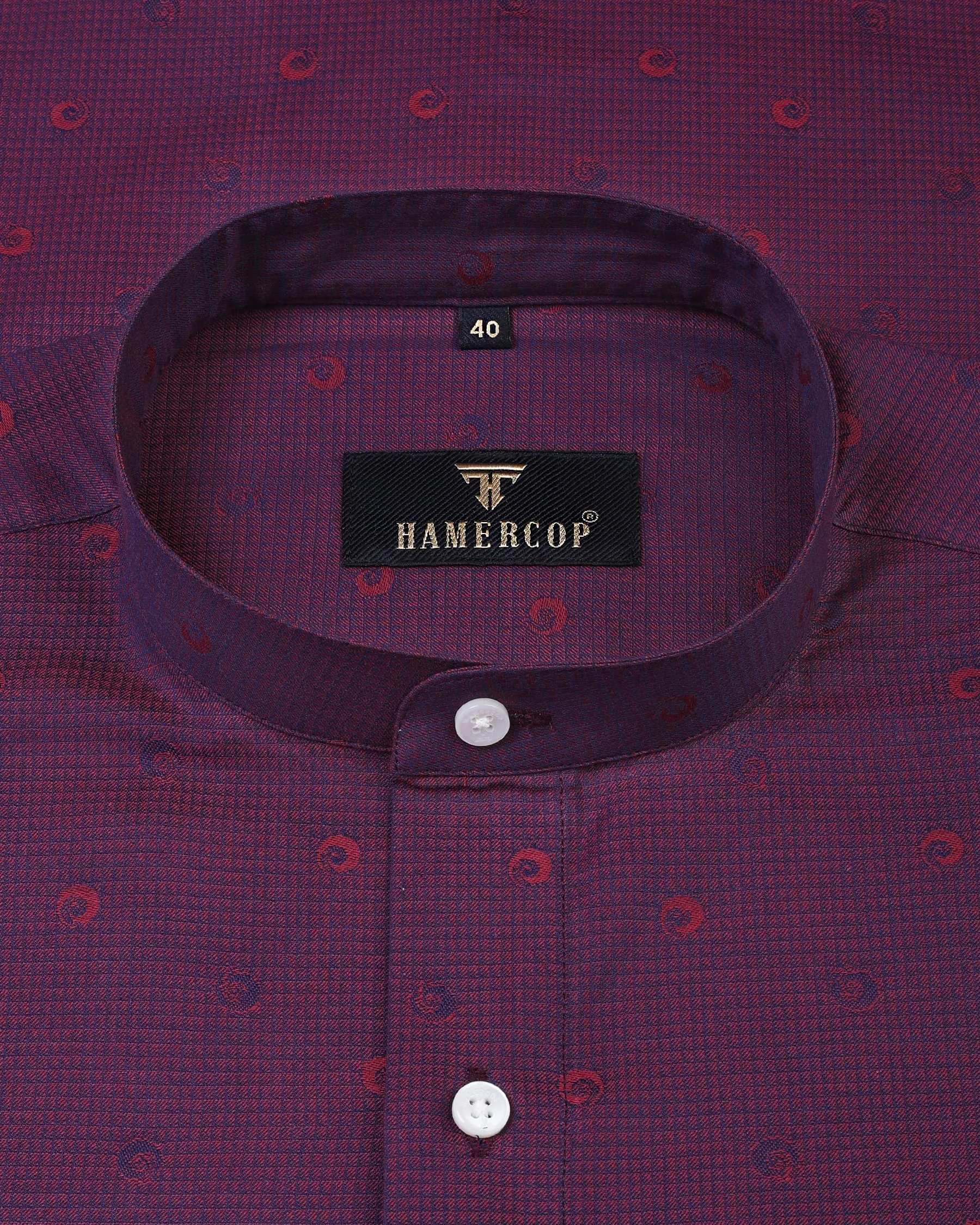 Bordex Maroon Jacquard Printed Party Wear Premium Gizza Shirt