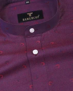 Bordex Maroon Jacquard Printed Party Wear Premium Gizza Shirt