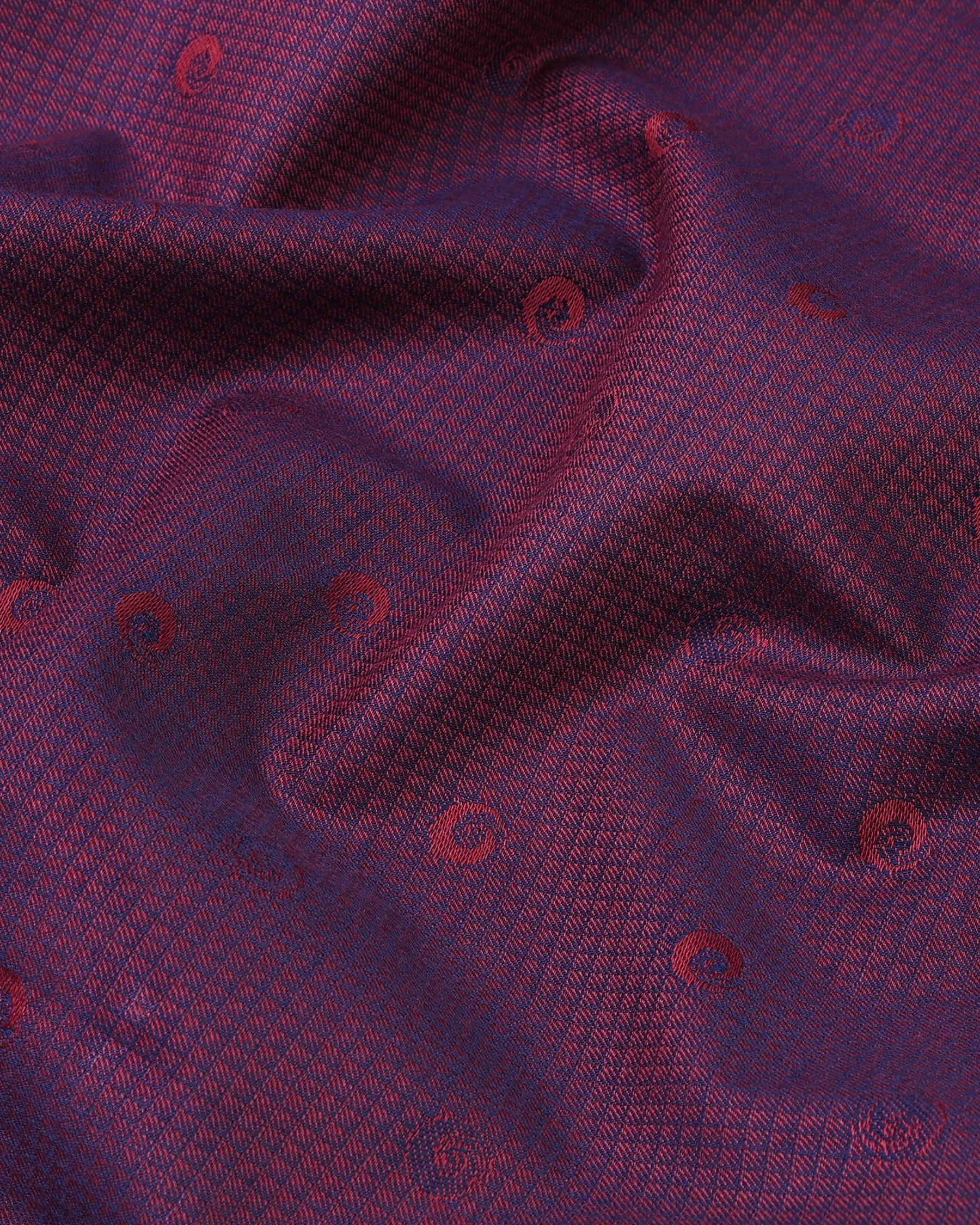 Bordex Maroon Jacquard Printed Party Wear Premium Gizza Shirt