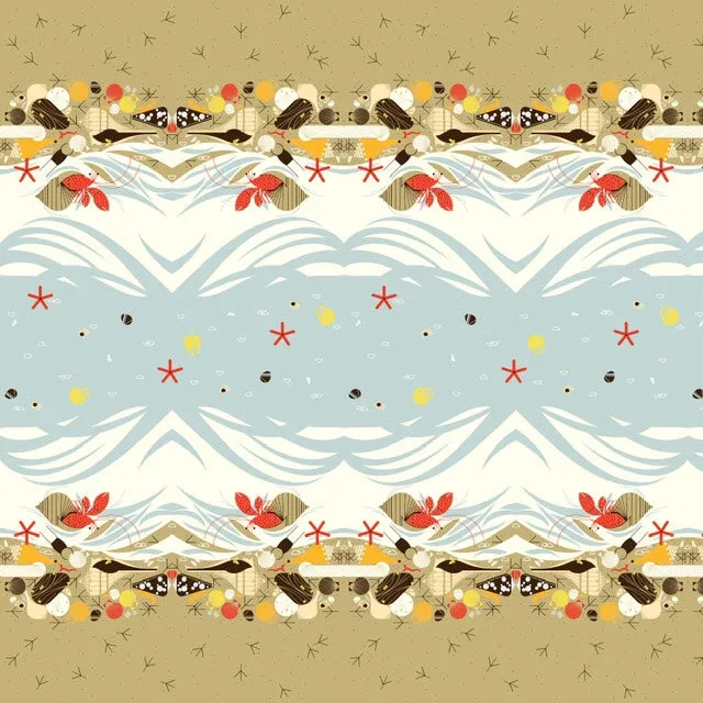 Charley Harper Crabitat Double Border  - 15.99/Yard ORGANIC