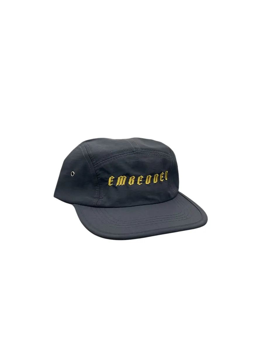 Emb Black 5panel Cap