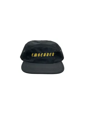 Emb Black 5panel Cap