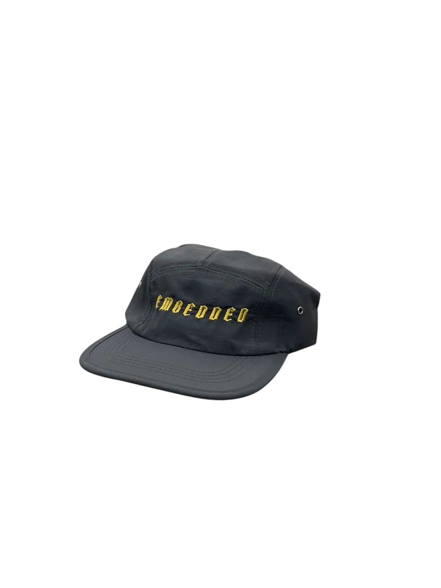 Emb Black 5panel Cap