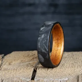 Forged carbon fiber ring with Hawaiian Koa wood insert
