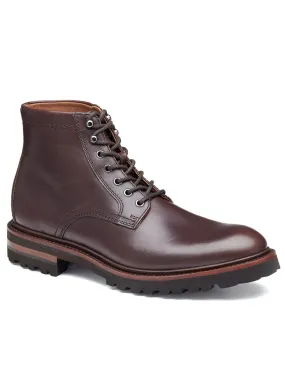 J & M Collection Dudley Lug Plain Toe Boot in Dark Brown Full Grain