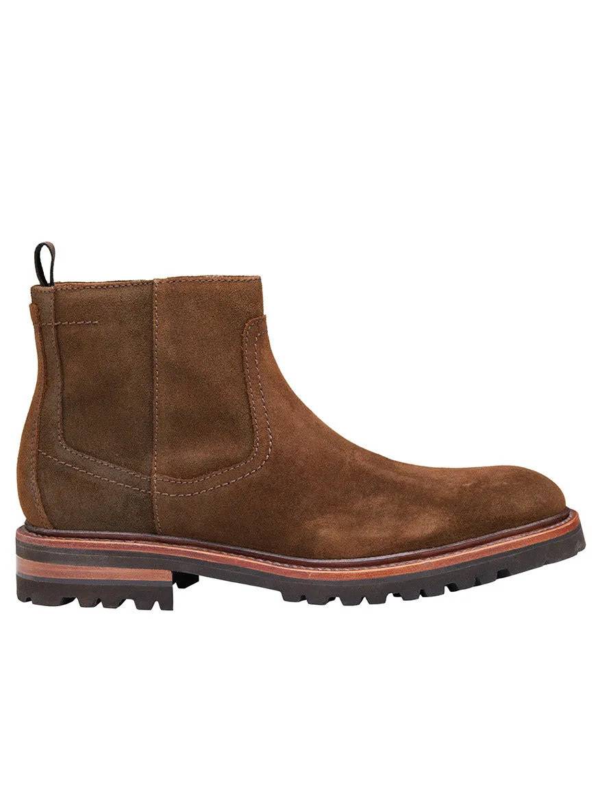 J & M Collection Dudley Zip Boot in Brown Waxed English Suede
