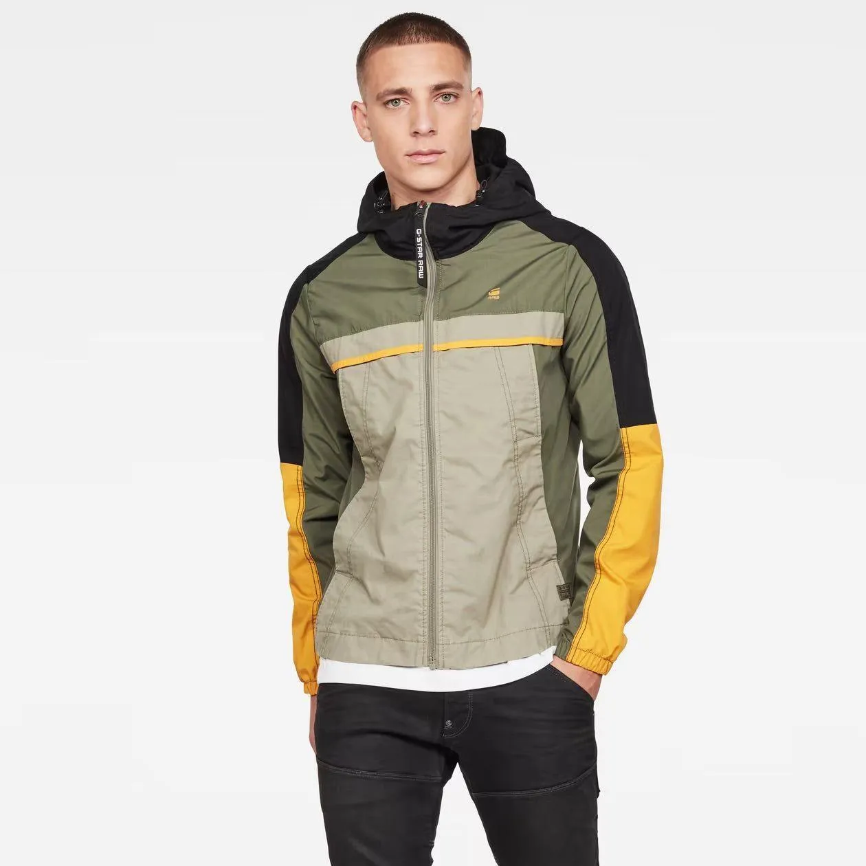 NEW - G Star RAW Colourblock Hooded Jacket in Wild Rovie- Size XL