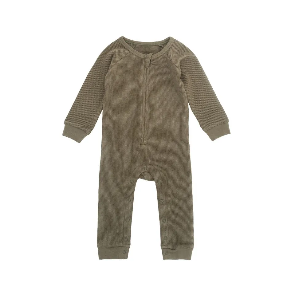 Perrywinkle Waffle Grow Suit - Moss