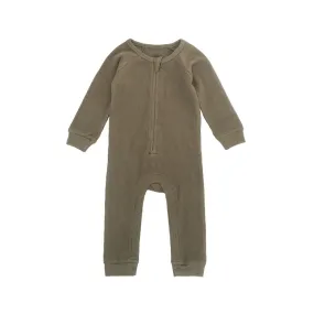Perrywinkle Waffle Grow Suit - Moss