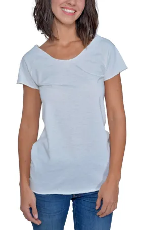 Short Sleeve Raw Raglan Tee | White