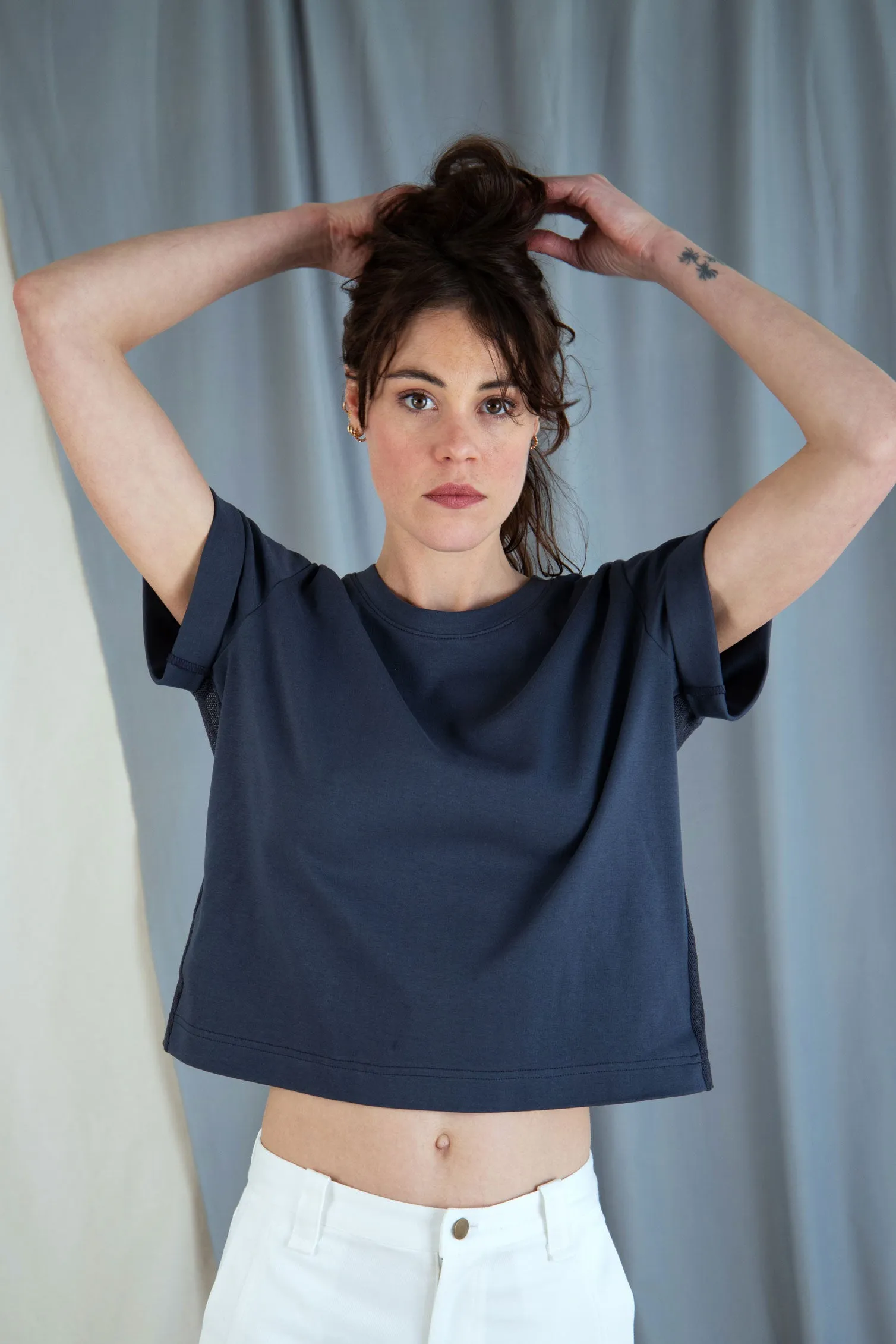 T-shirt with mesh back - Slate blue