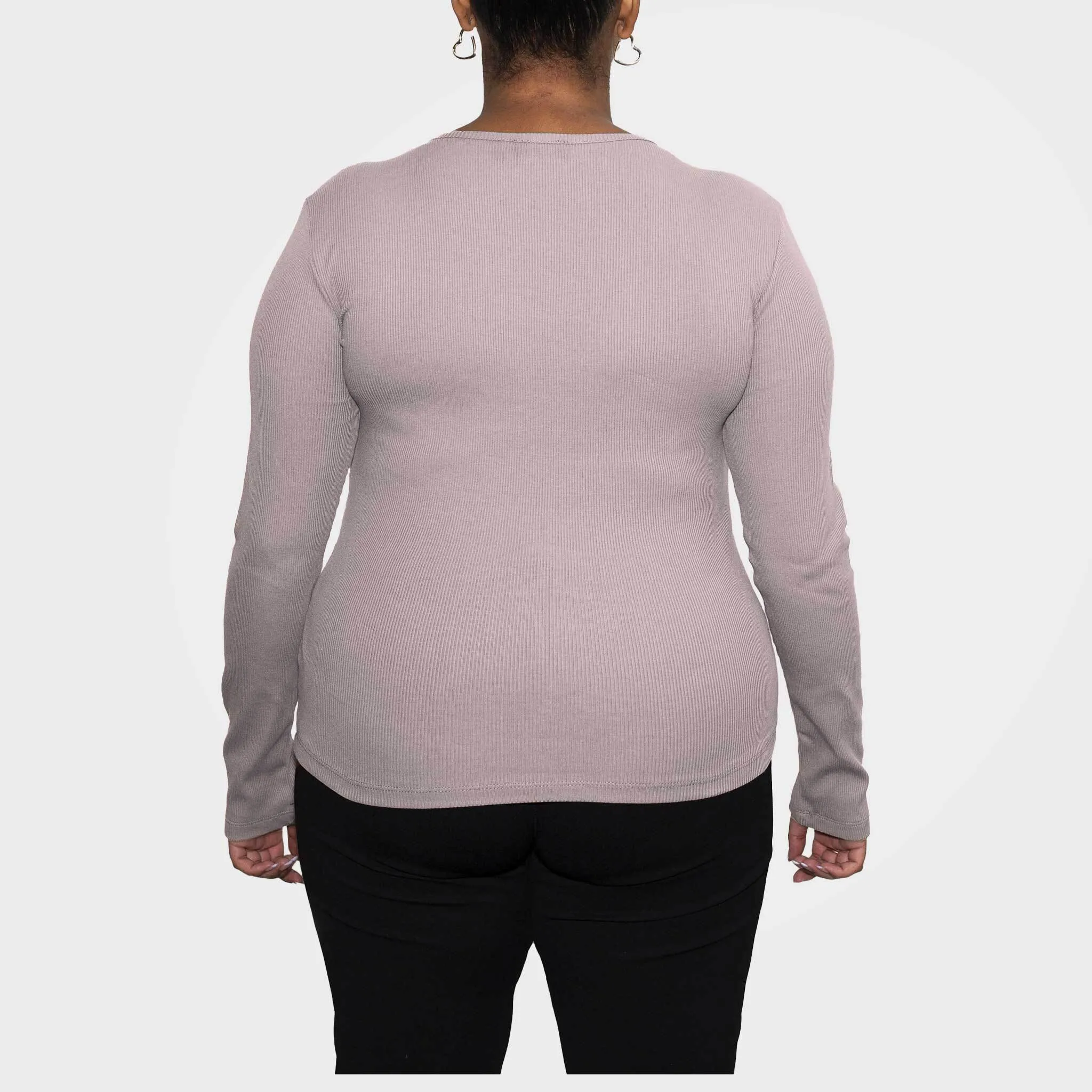 Women’s Recycled Cotton Rib Long Sleeve Top, Sand